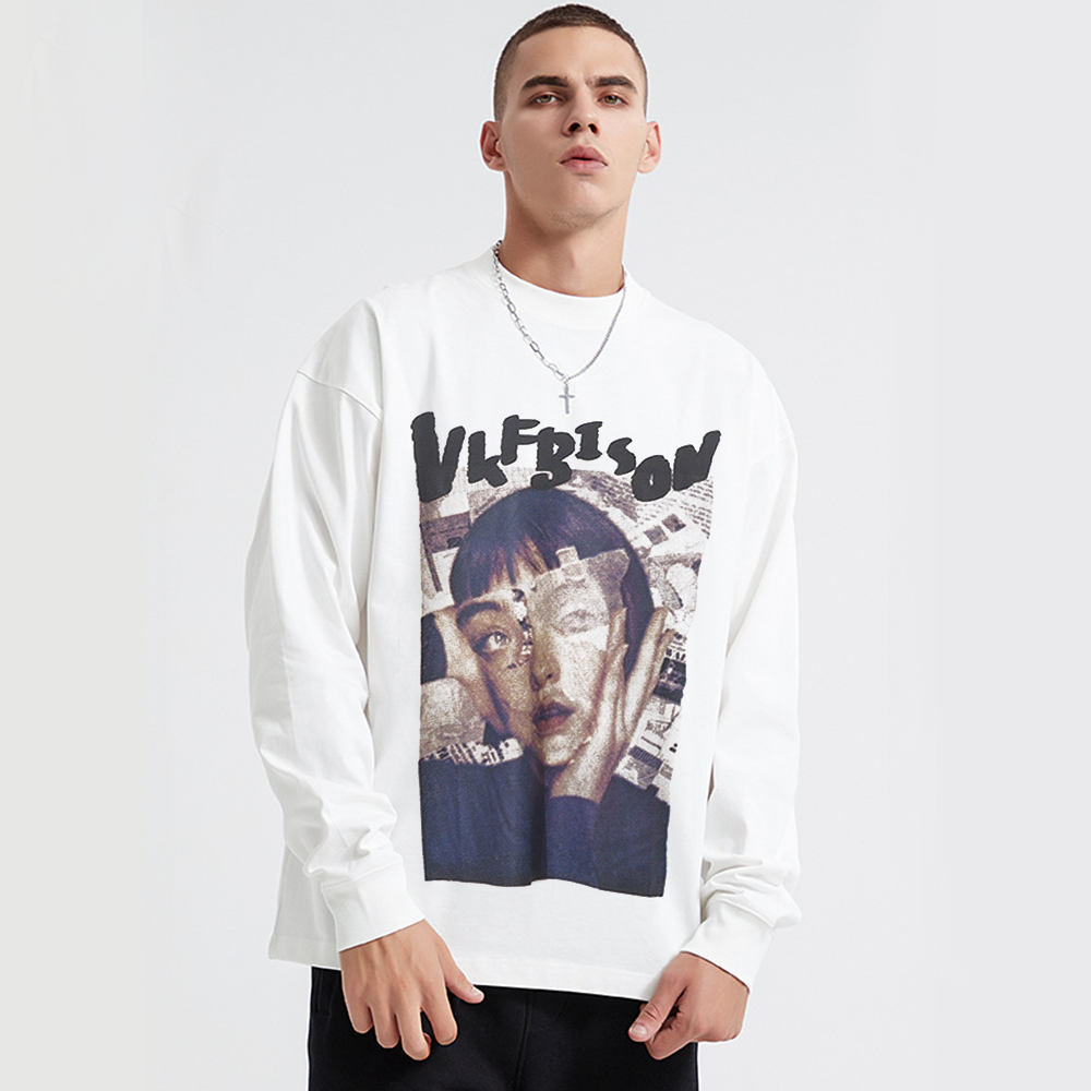 Newspaper Splicing Sense Long-Sleeve Shirt