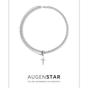 ASR | Titanium Steel Double Star Awn Hip Hop Necklace