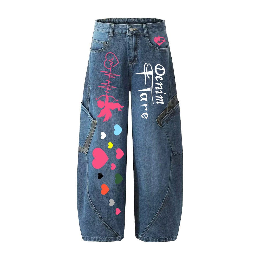 DF Vintage Patchwork Leopard Print Scimitar Jeans