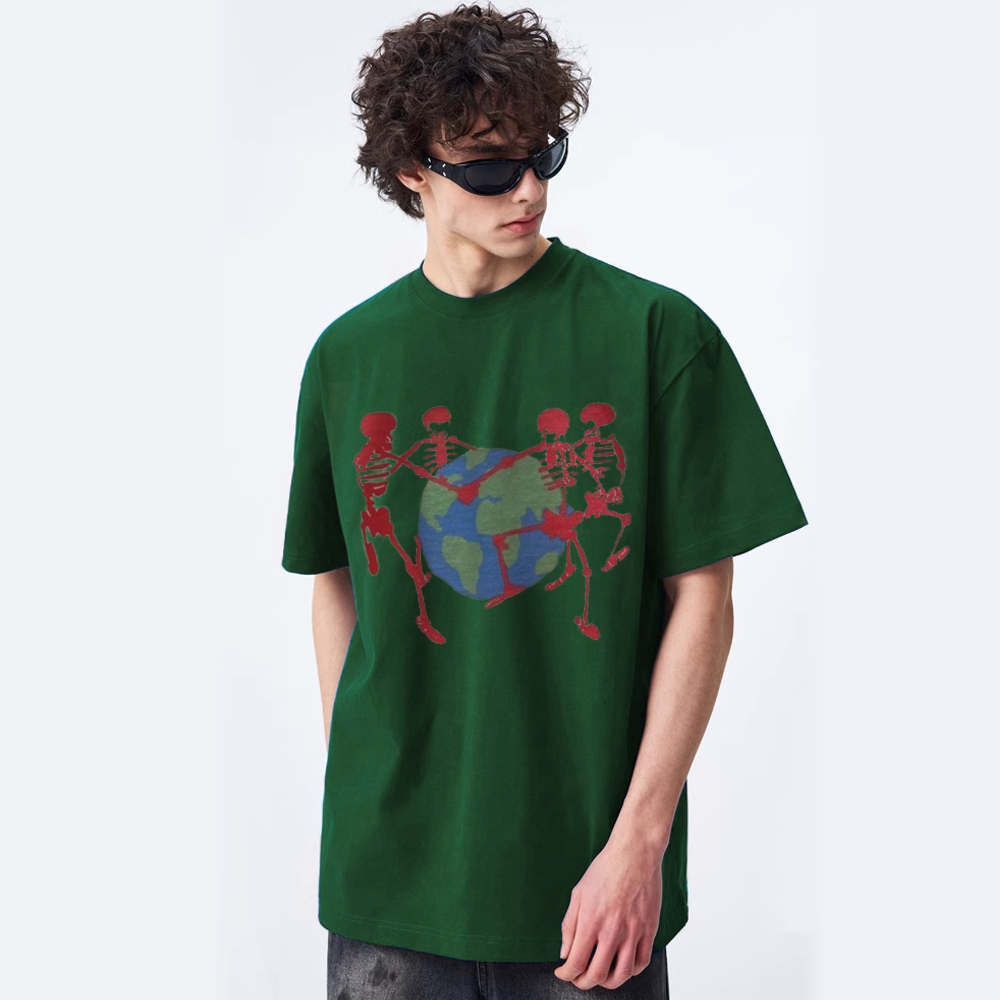 🌍Skeleton Surrounds The Earth T-Shirt