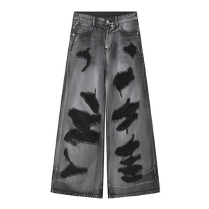 High Street Irregular Ripped Baggy Jeans
