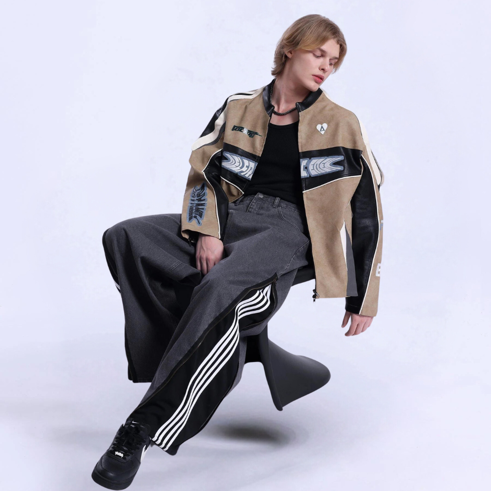 Unseen Echoes Casual Side Zipper Three-Bar Jeans