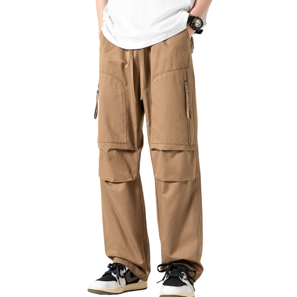 Japanese Zipper Pleated Pocket Cargo Pants