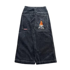 BAGGOUT Trendy street style crossbones print denim