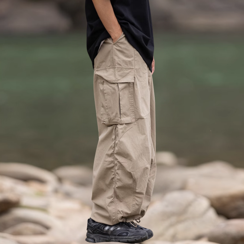 Japanese Solid Color Folded Cargo Pants