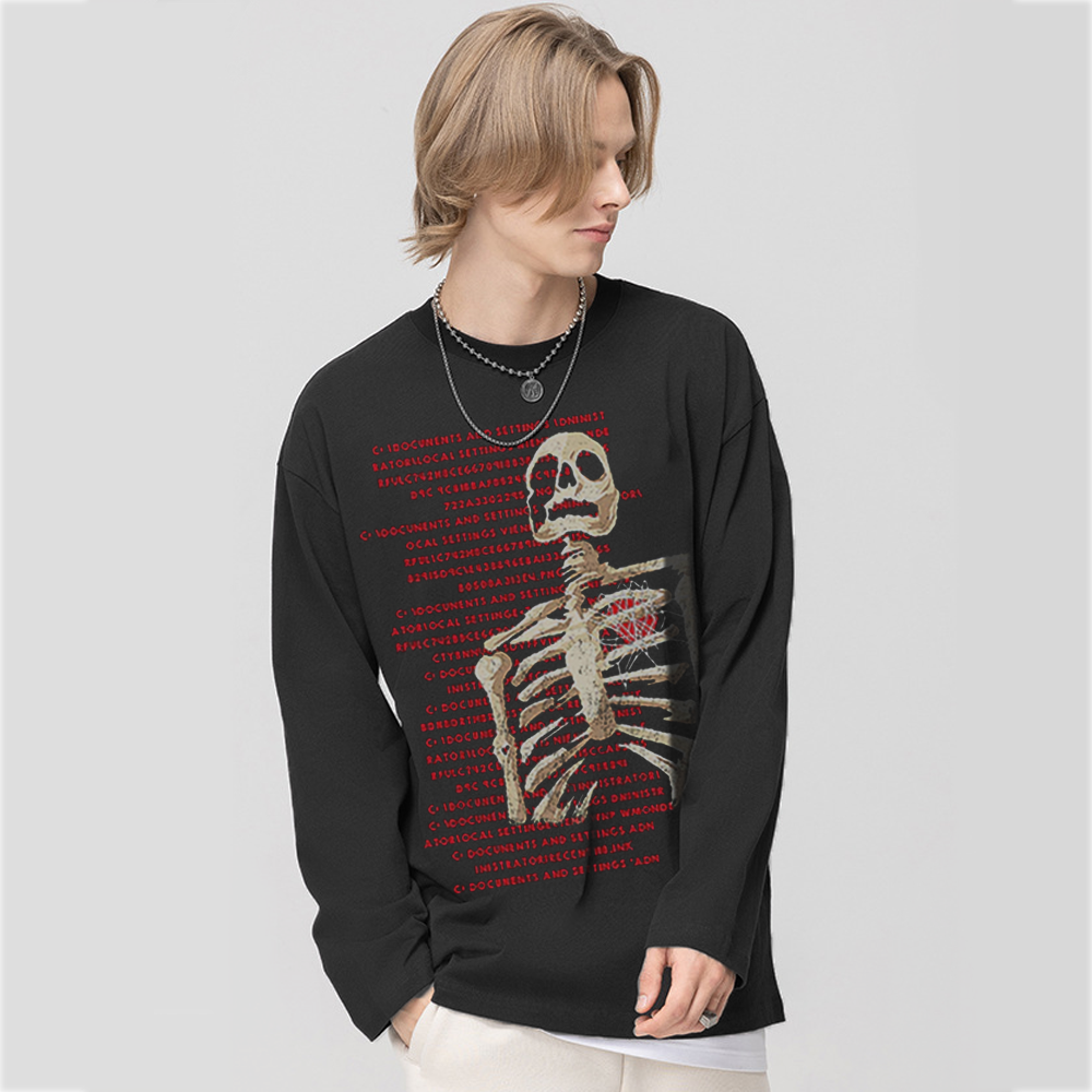 American Bold Skull Graphic Long Sleeve Shirt