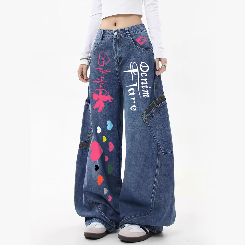 DF Vintage Patchwork Leopard Print Scimitar Jeans