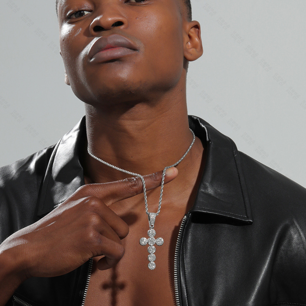 American Arc Rhinestone Cross Necklace