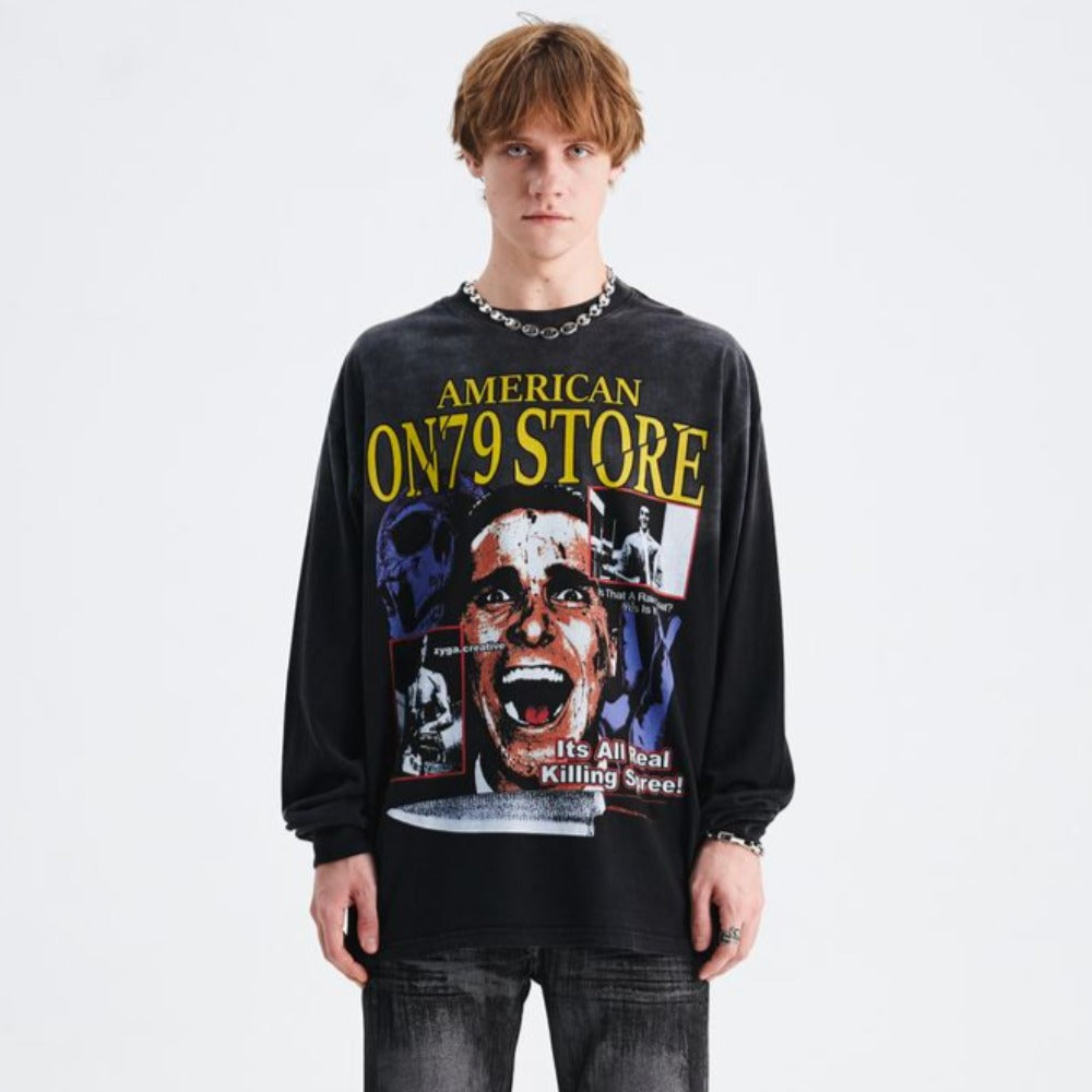 Dark Skull Sick Print Sweatshirt