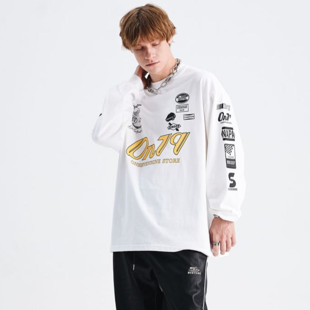 Vintage Sleeve Print Sweatshirt