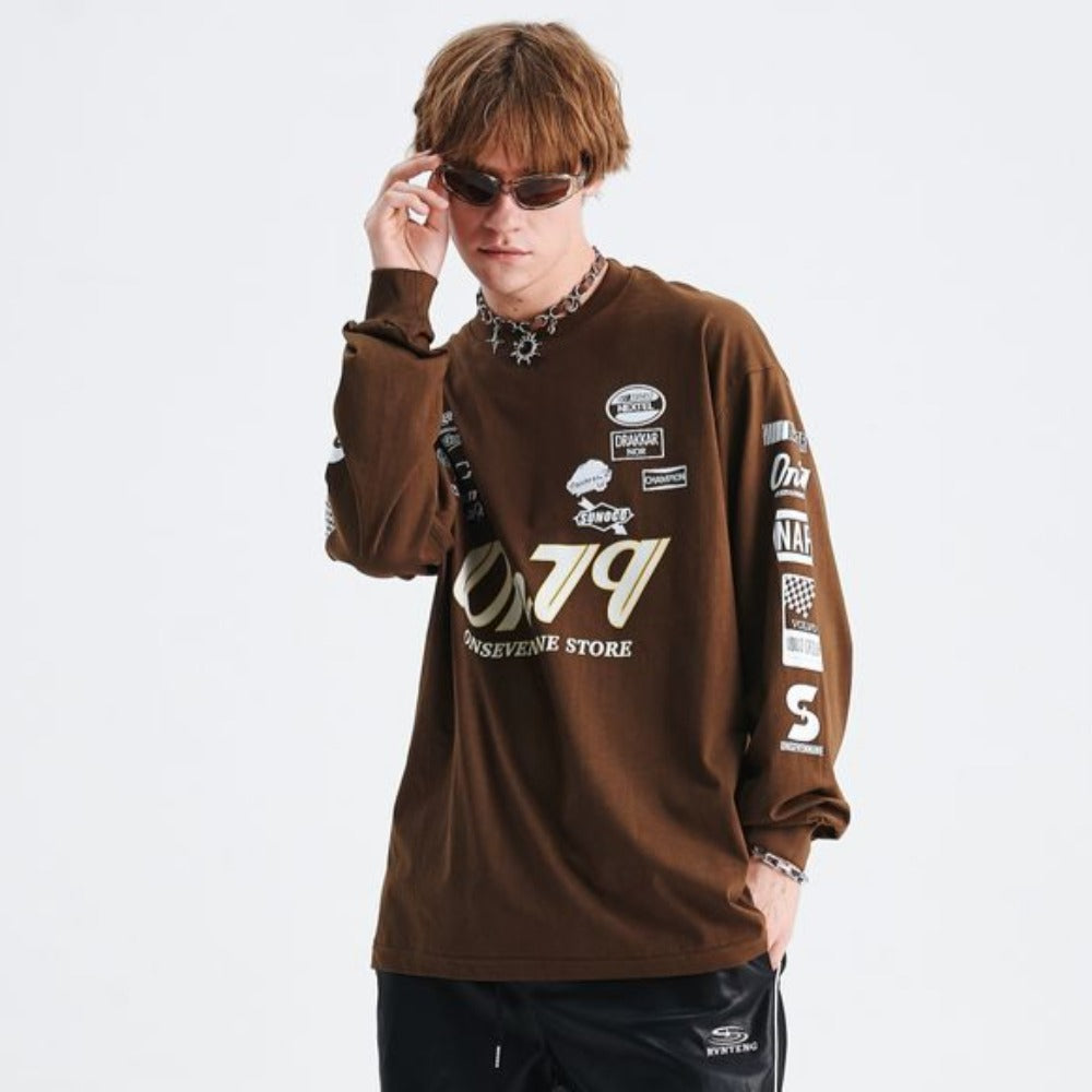 Vintage Sleeve Print Sweatshirt