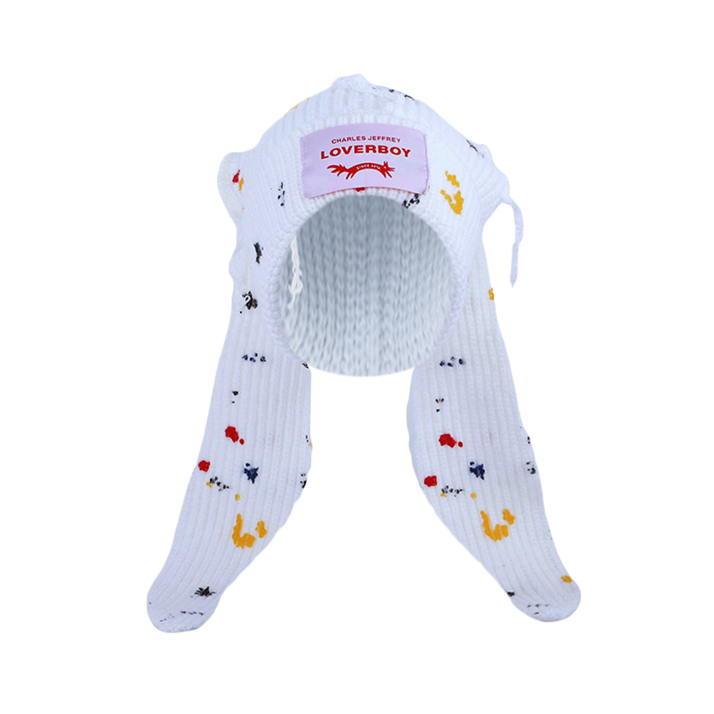 Upgraded Graffiti Wool Hat Rabbit Ears Knitted Hat