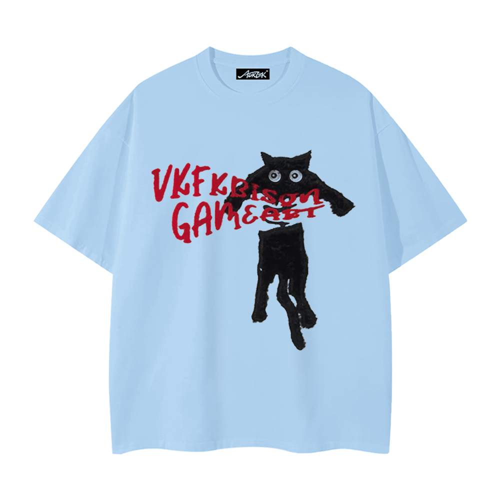 Naughty Kitten Print T-shirt