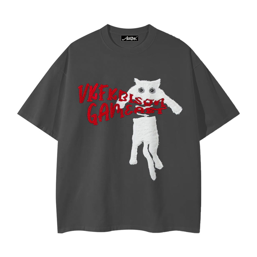 Naughty Kitten Print T-shirt