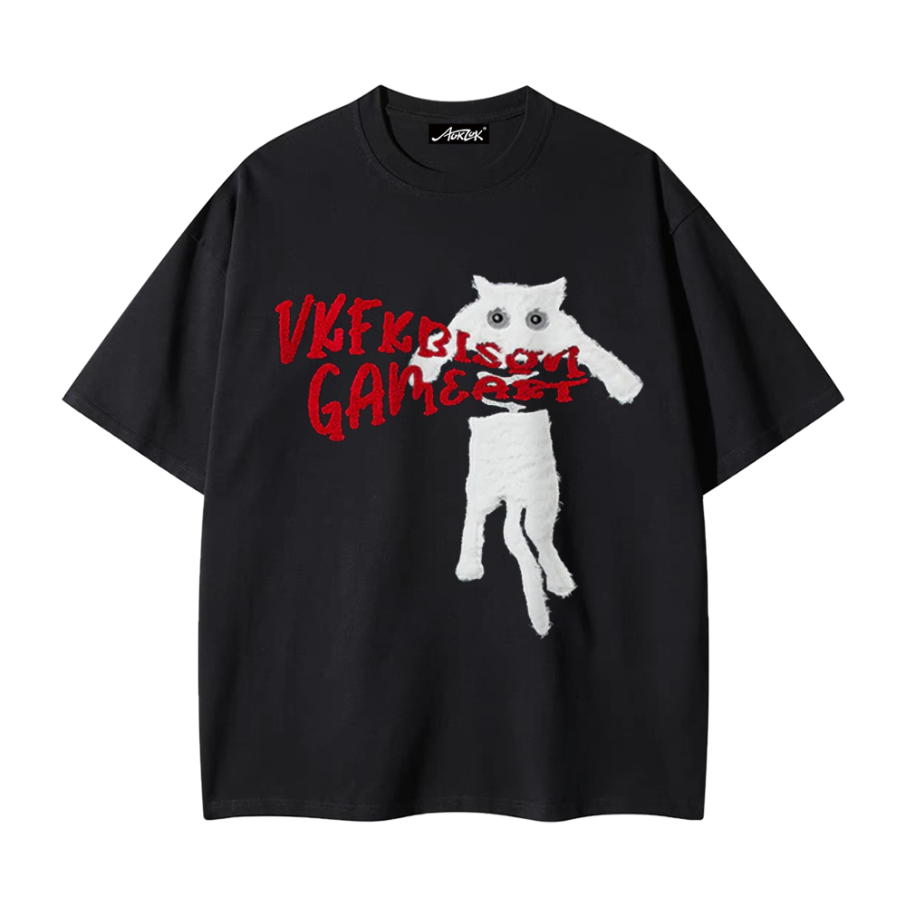 Naughty Kitten Print T-shirt