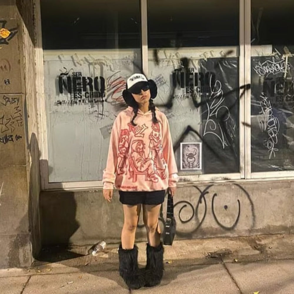 Japanese Cartoon Graffiti Cotton Hoodie