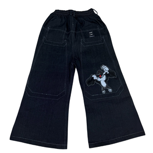 BAGGOUT Orangutan print black jeans casual wide-leg slacks