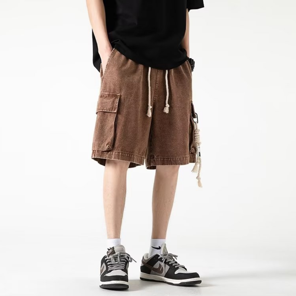 Urban Solid Drawstring Cargo Shorts