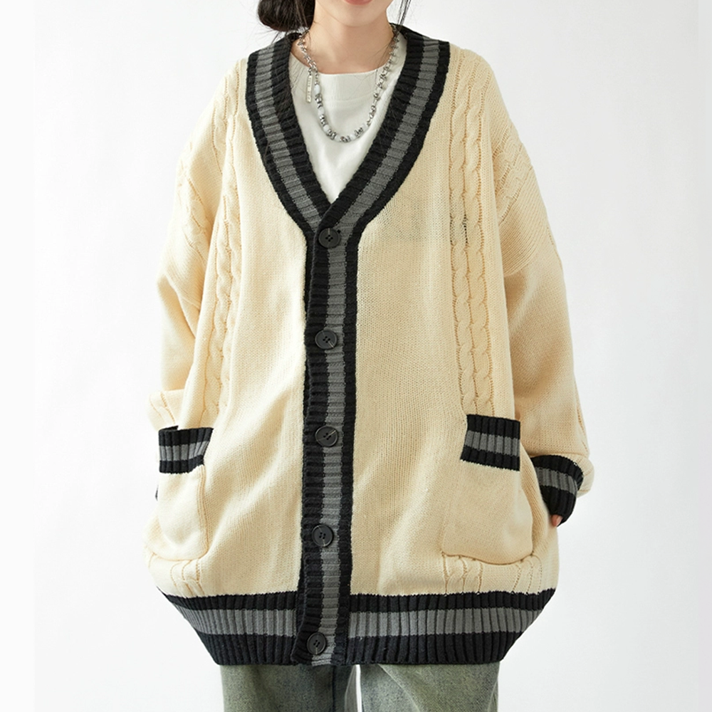 Simple Solid Color Cardigan Sweater