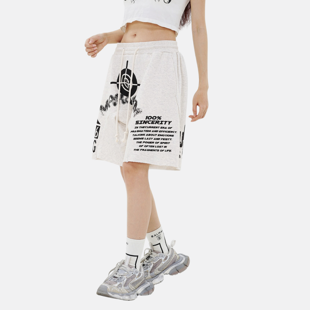 High Street Irregular Rolled Hem Sports Shorts