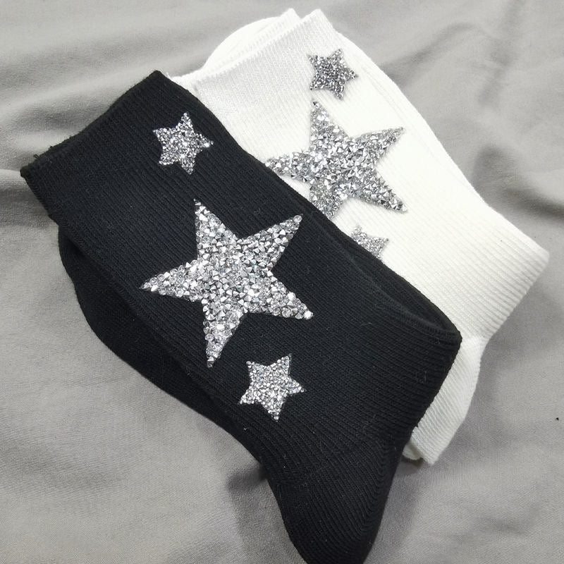 LoopStone Rhinestone White Socks