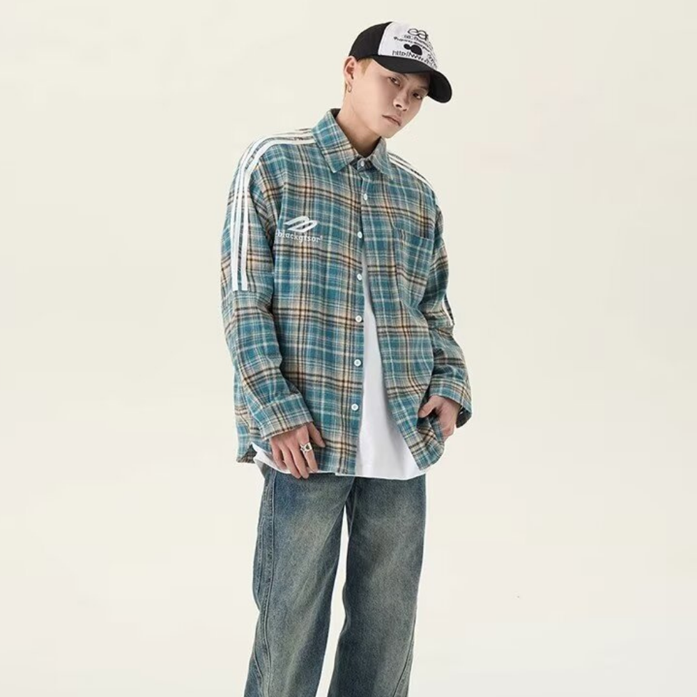 Sports Raglan Plaid Shirt