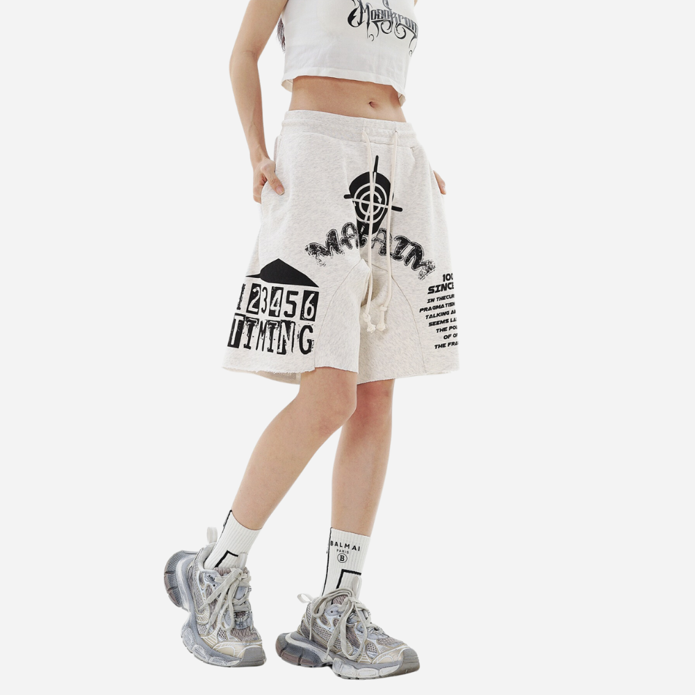 High Street Irregular Rolled Hem Sports Shorts