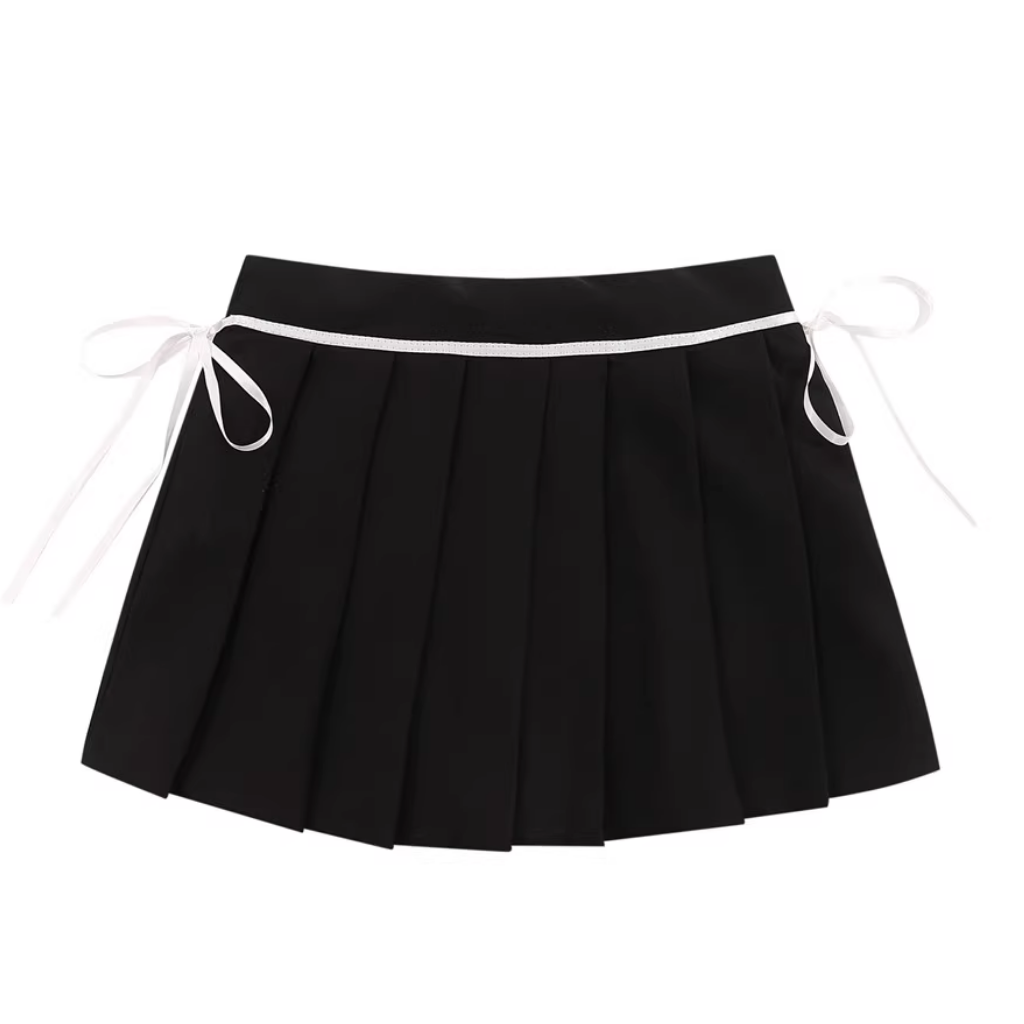 Women's High Waist Bow Pleated Skirt