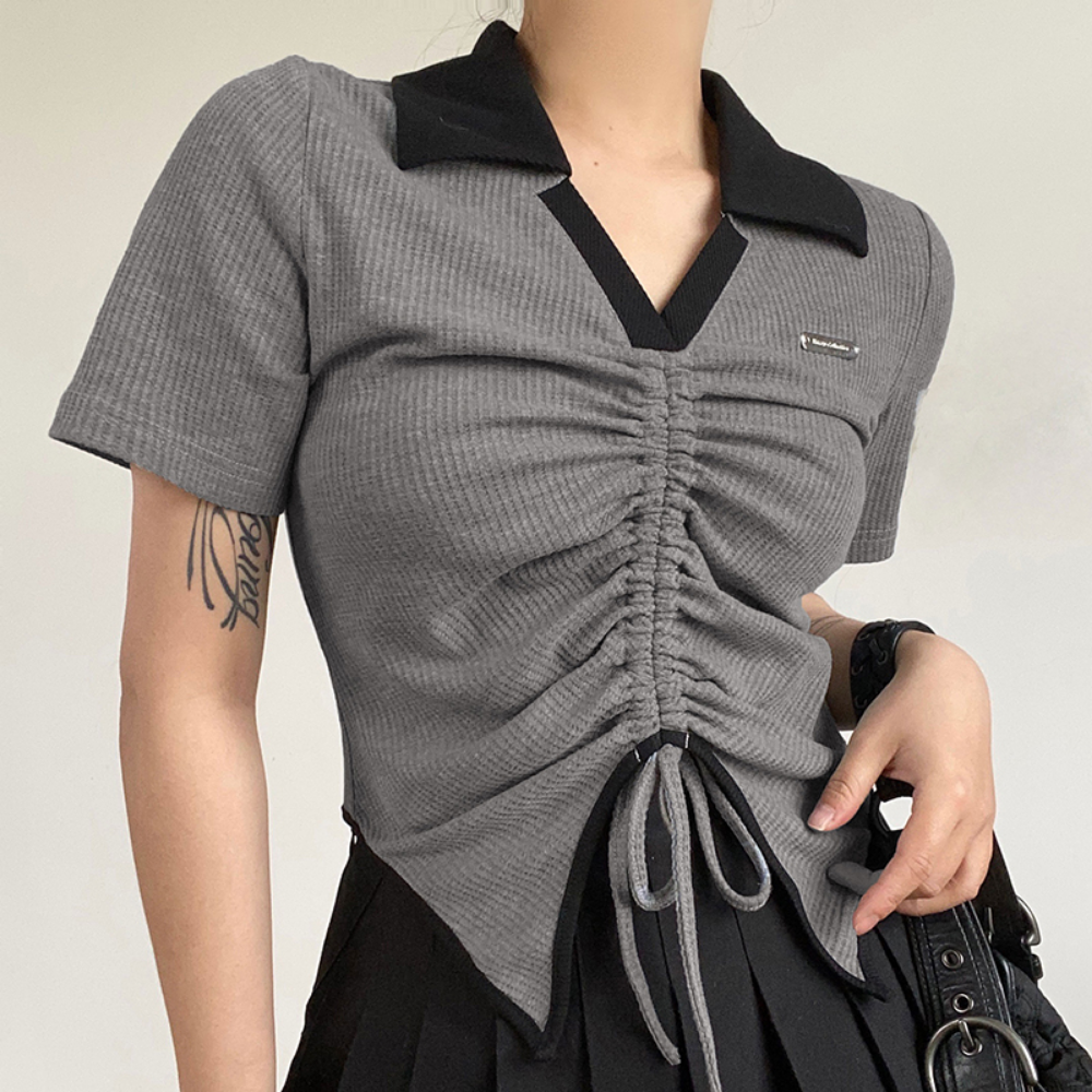 Women's Irregular Drawstring T-shirt