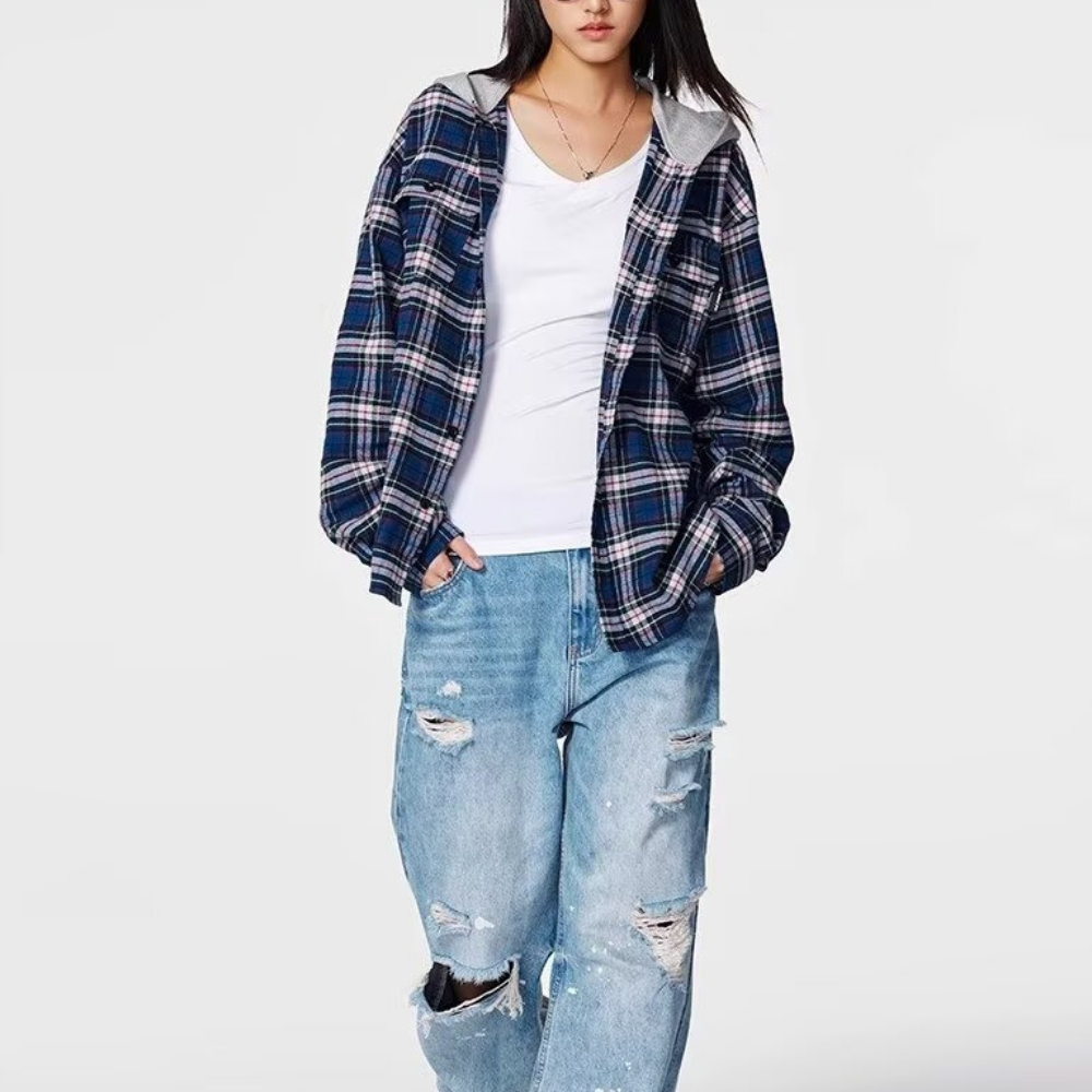 Street Check Hooded Shirt