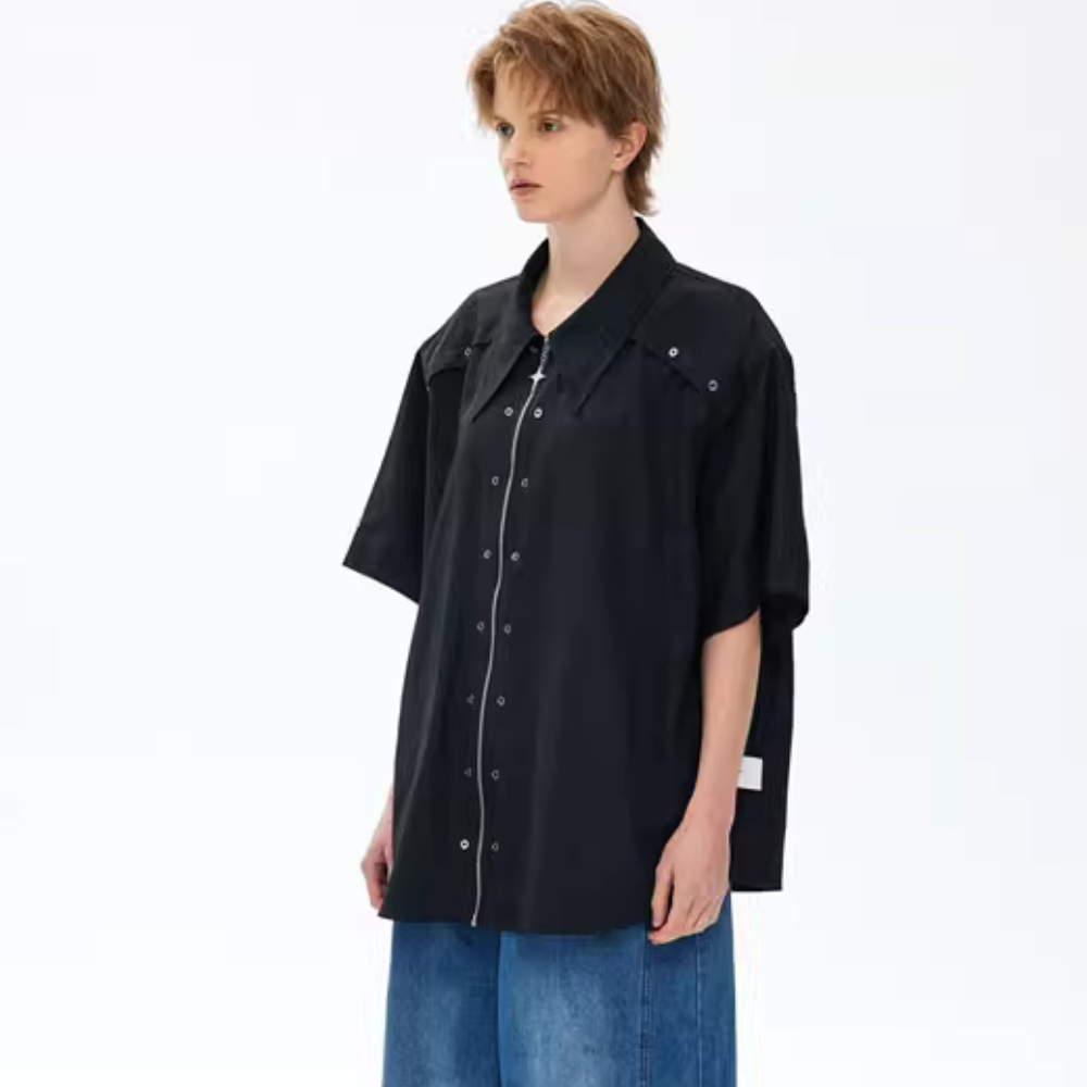 Star Zipped Shoulder Pad Shirt