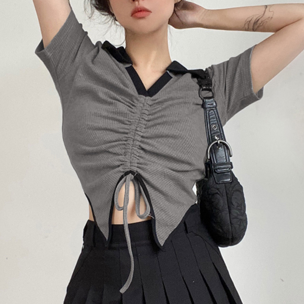 Women's Irregular Drawstring T-shirt