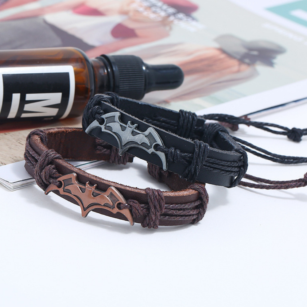 Dark Bat Leather Bracelet