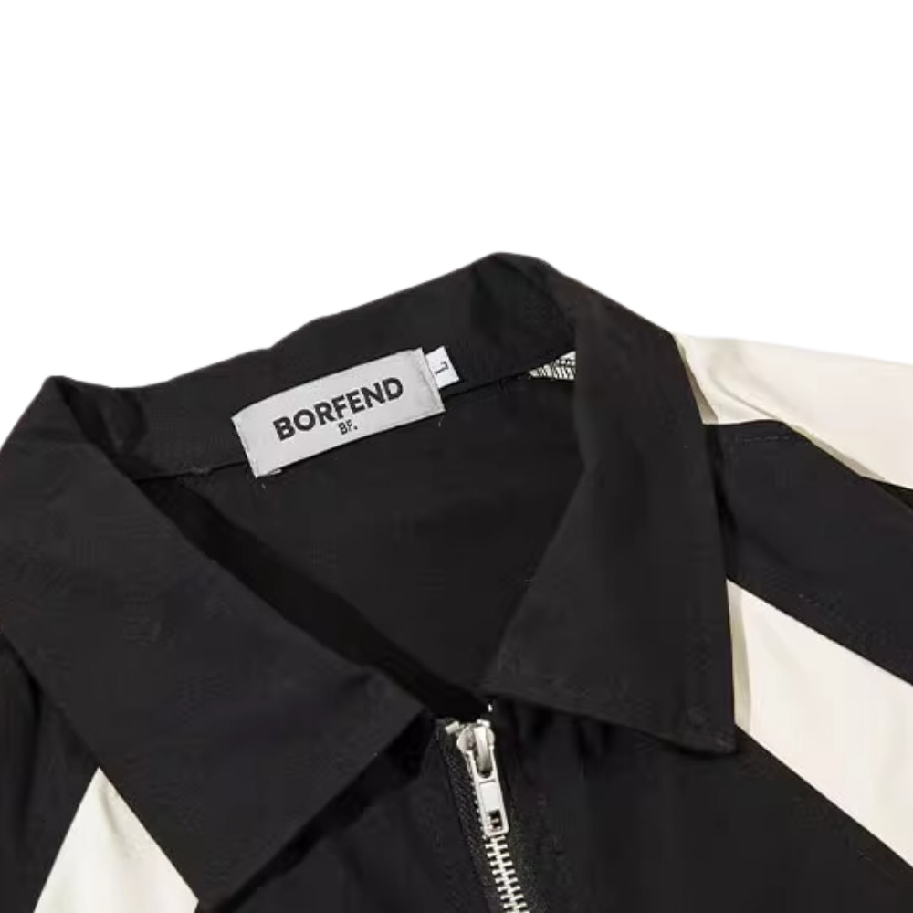 Street Color Block Zip Work Shirt
