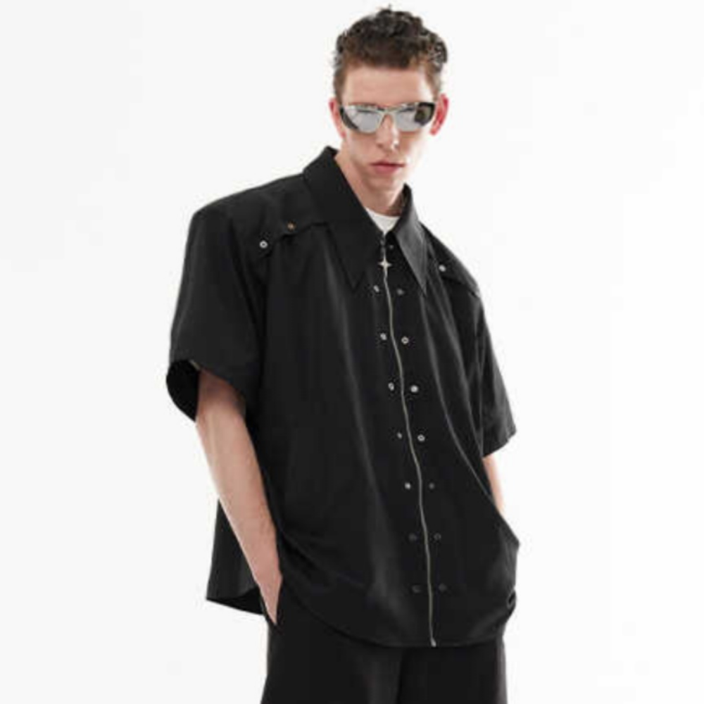 Star Zipped Shoulder Pad Shirt