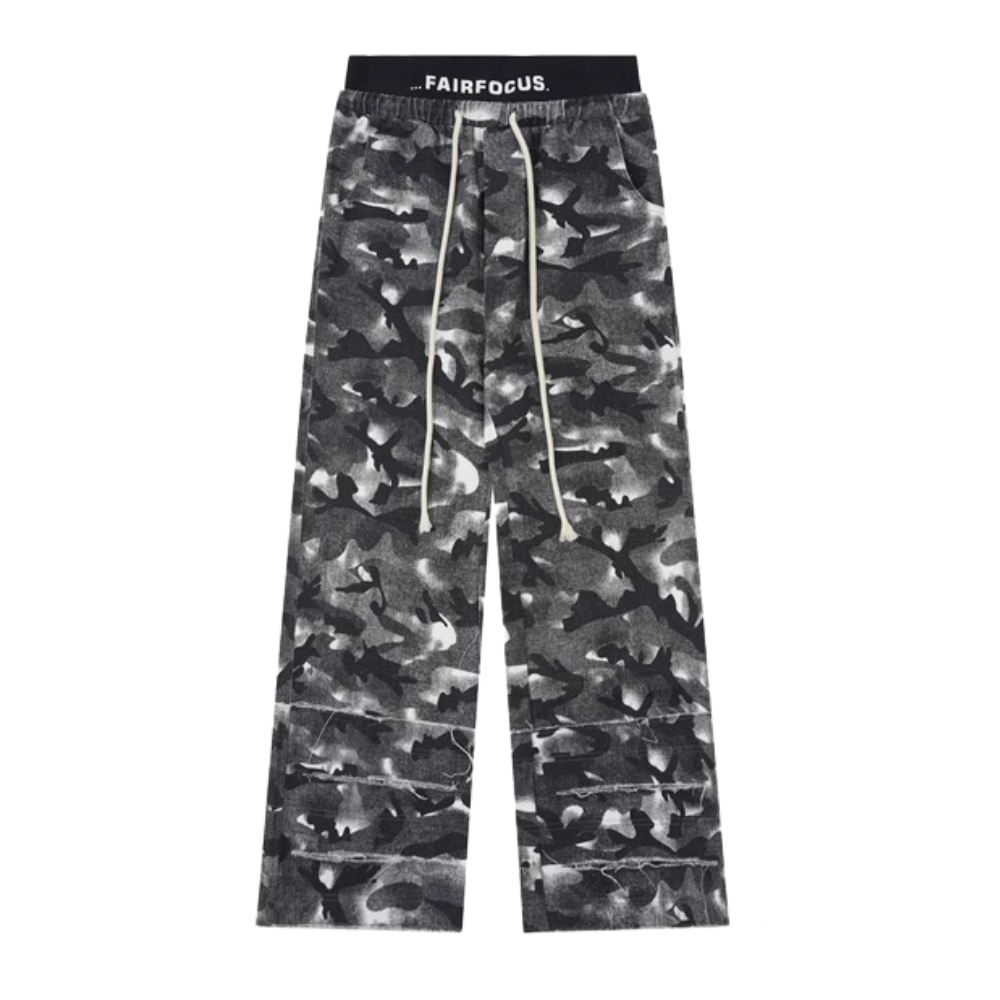 Distressed Camouflage Overalls Sweatpants