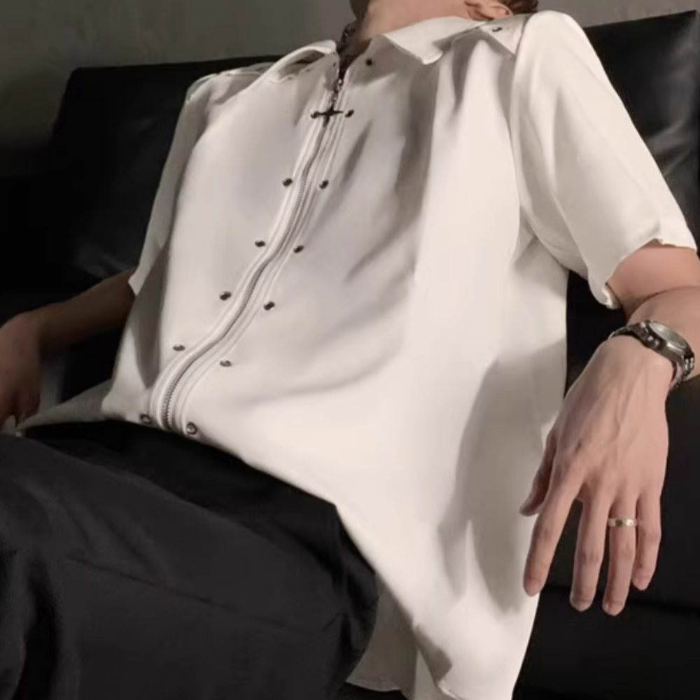 Star Zipped Shoulder Pad Shirt