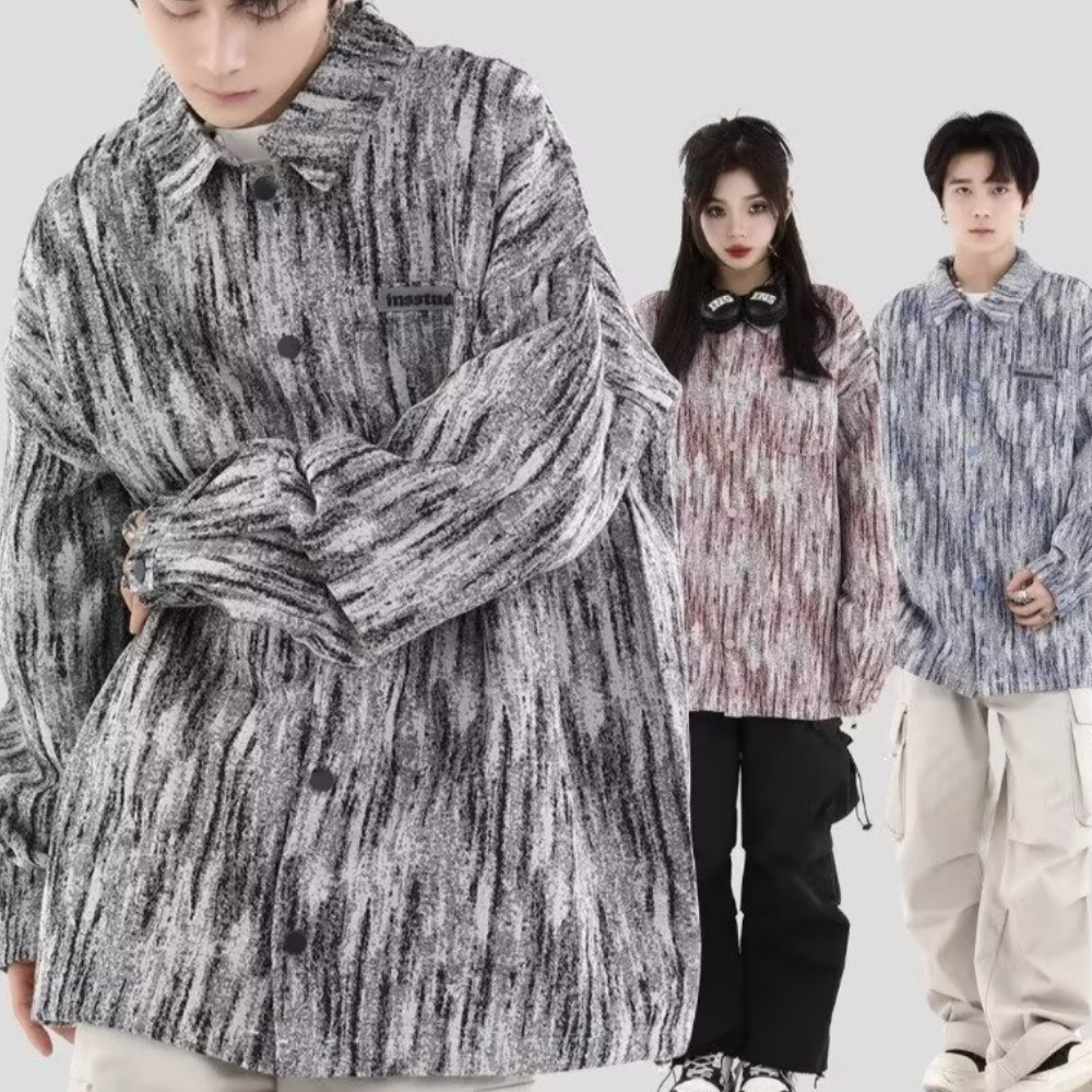 Gradient Textured Tie-Dye Denim Shirt