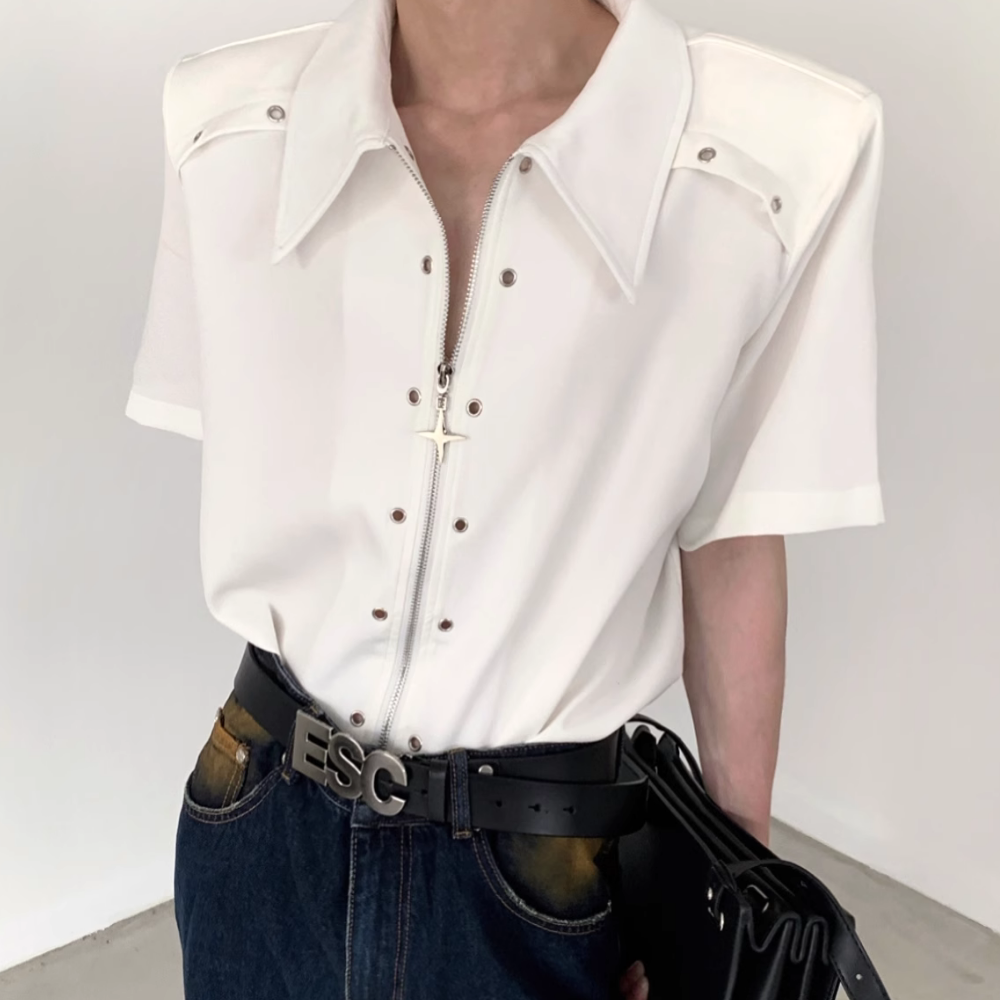 Star Zipped Shoulder Pad Shirt