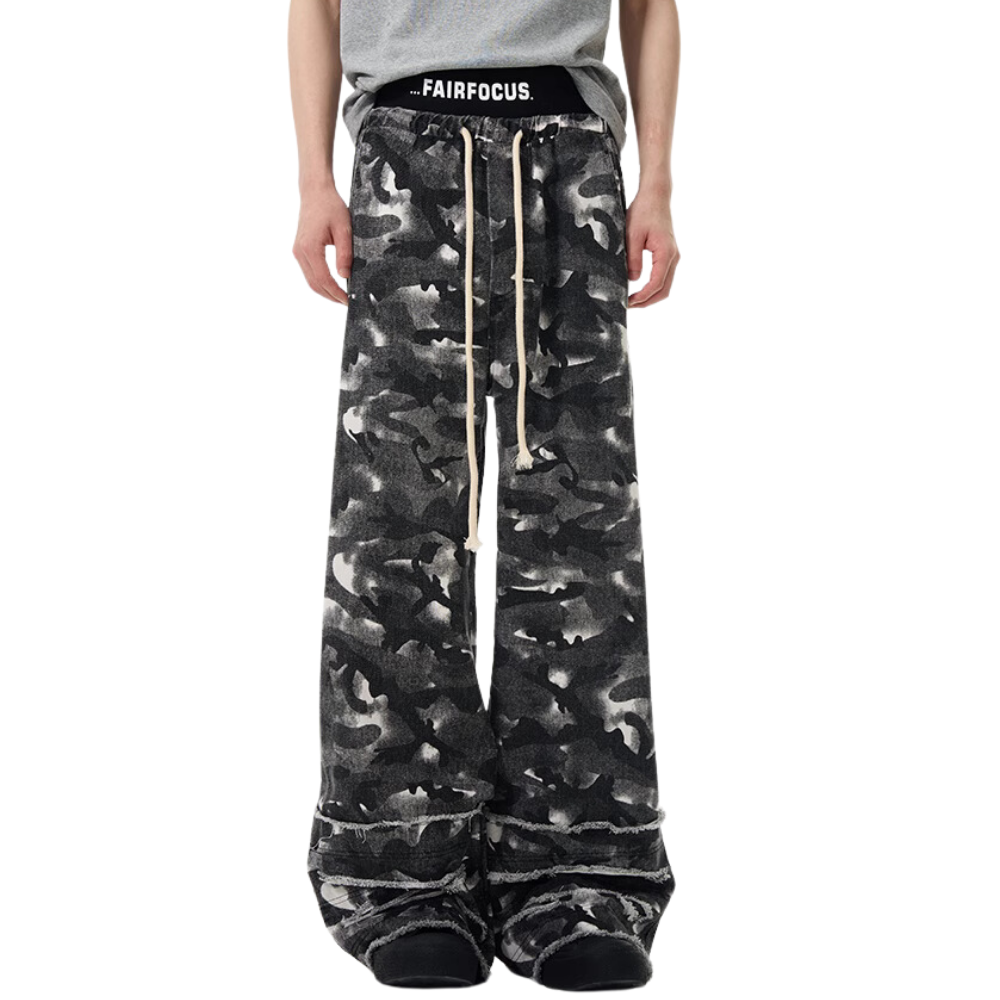 Distressed Camouflage Overalls Sweatpants