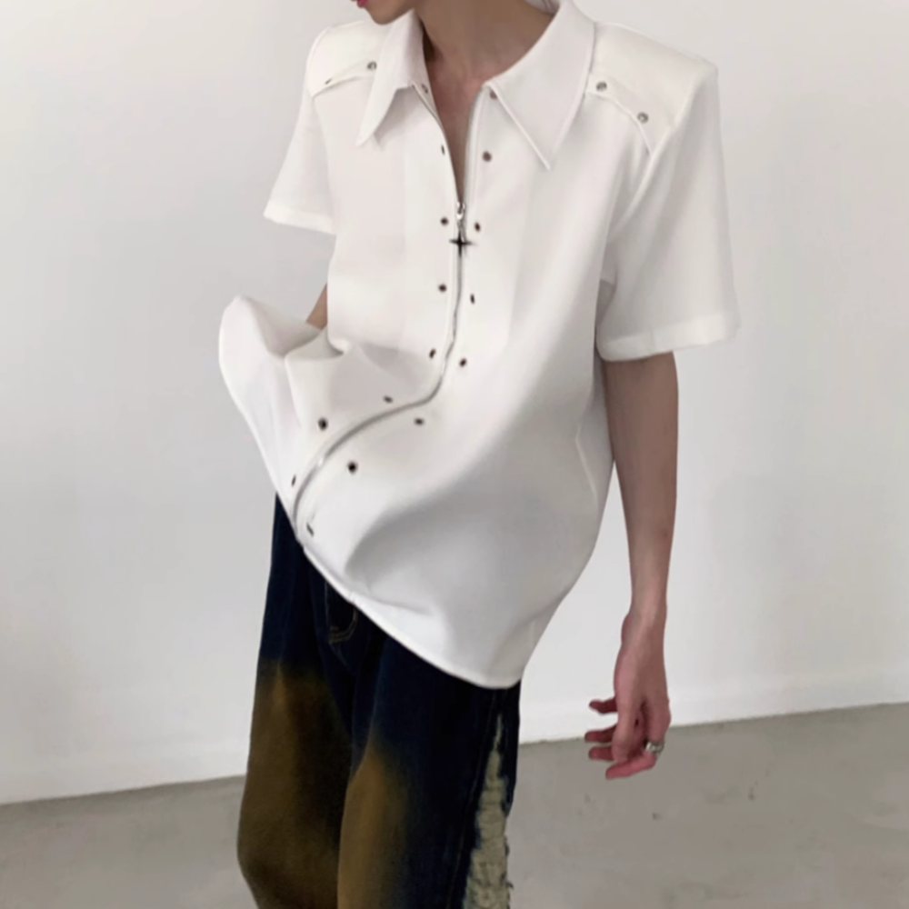 Star Zipped Shoulder Pad Shirt