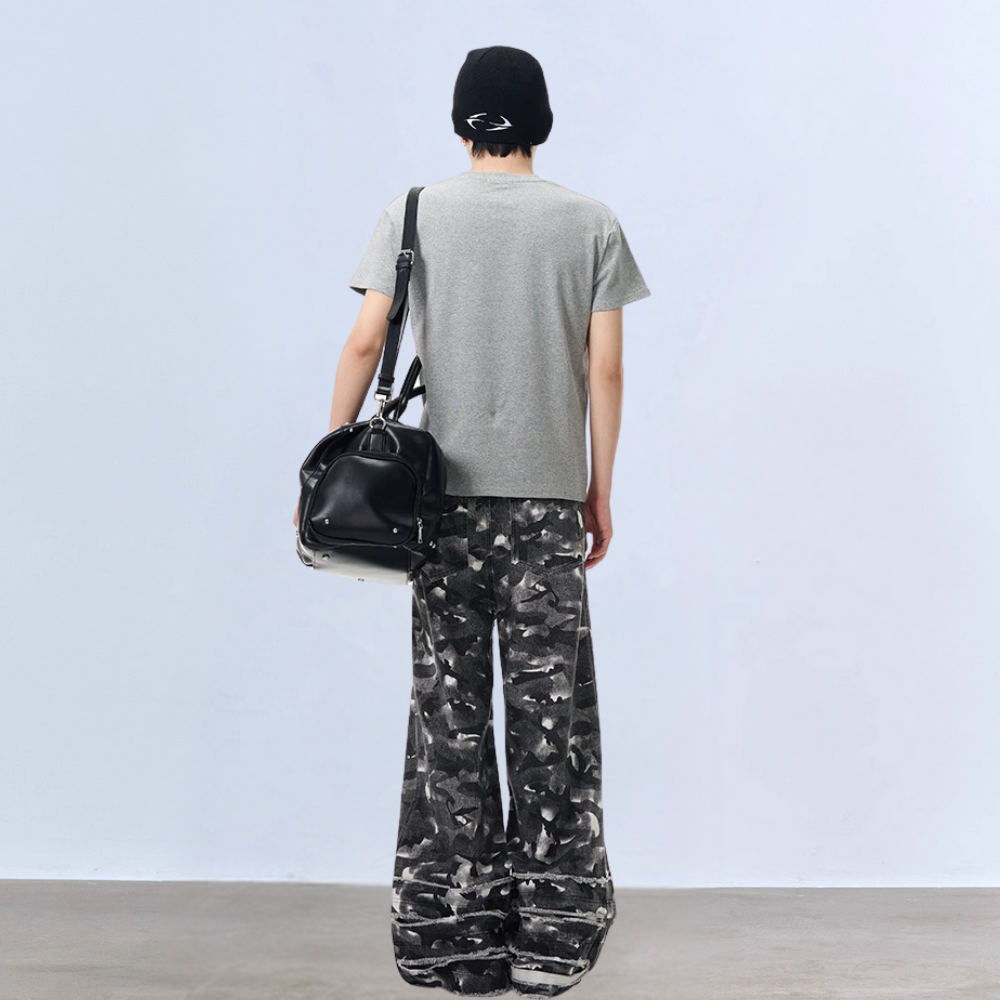 Distressed Camouflage Overalls Sweatpants