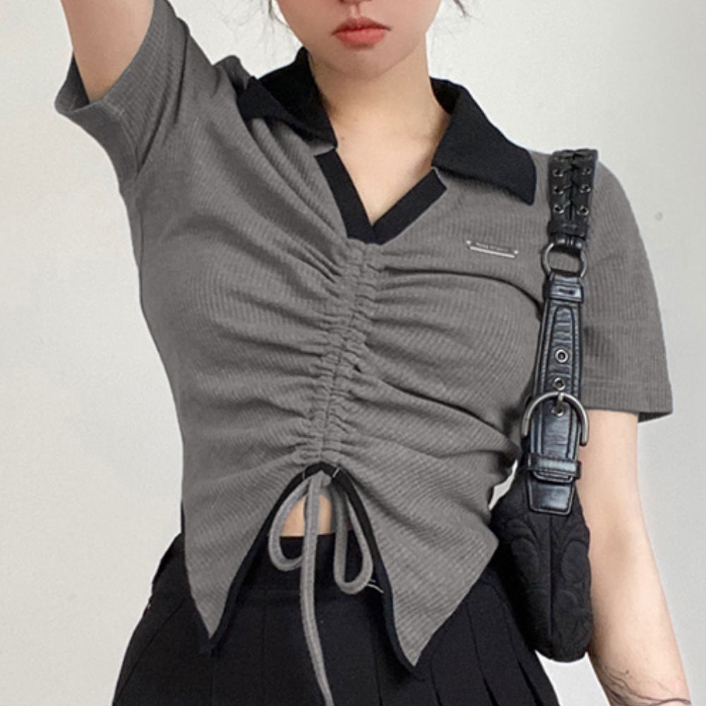 Women's Irregular Drawstring T-shirt