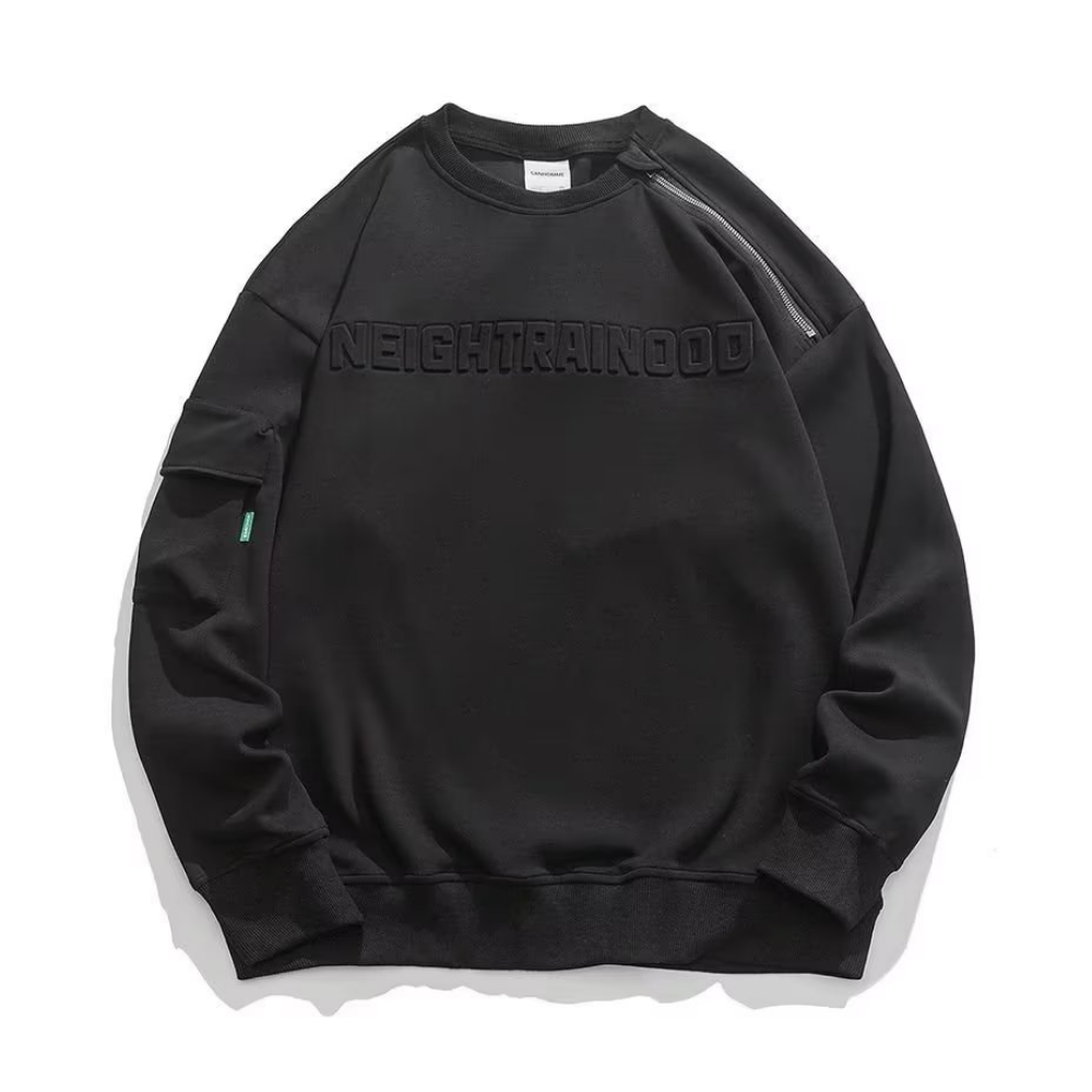 Japanese Zipper Design Side Bag Sweatshirt