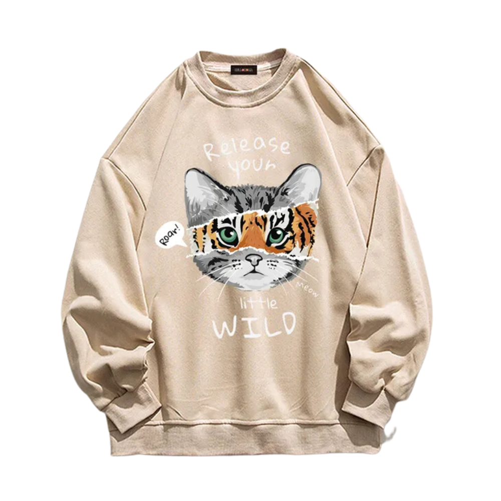 Street Unique Cat Print Sweatshirt