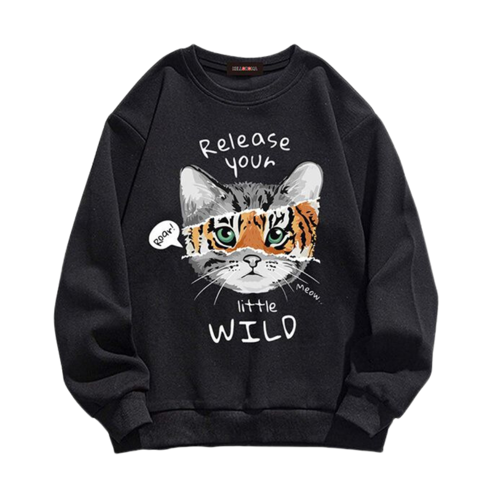 Street Unique Cat Print Sweatshirt