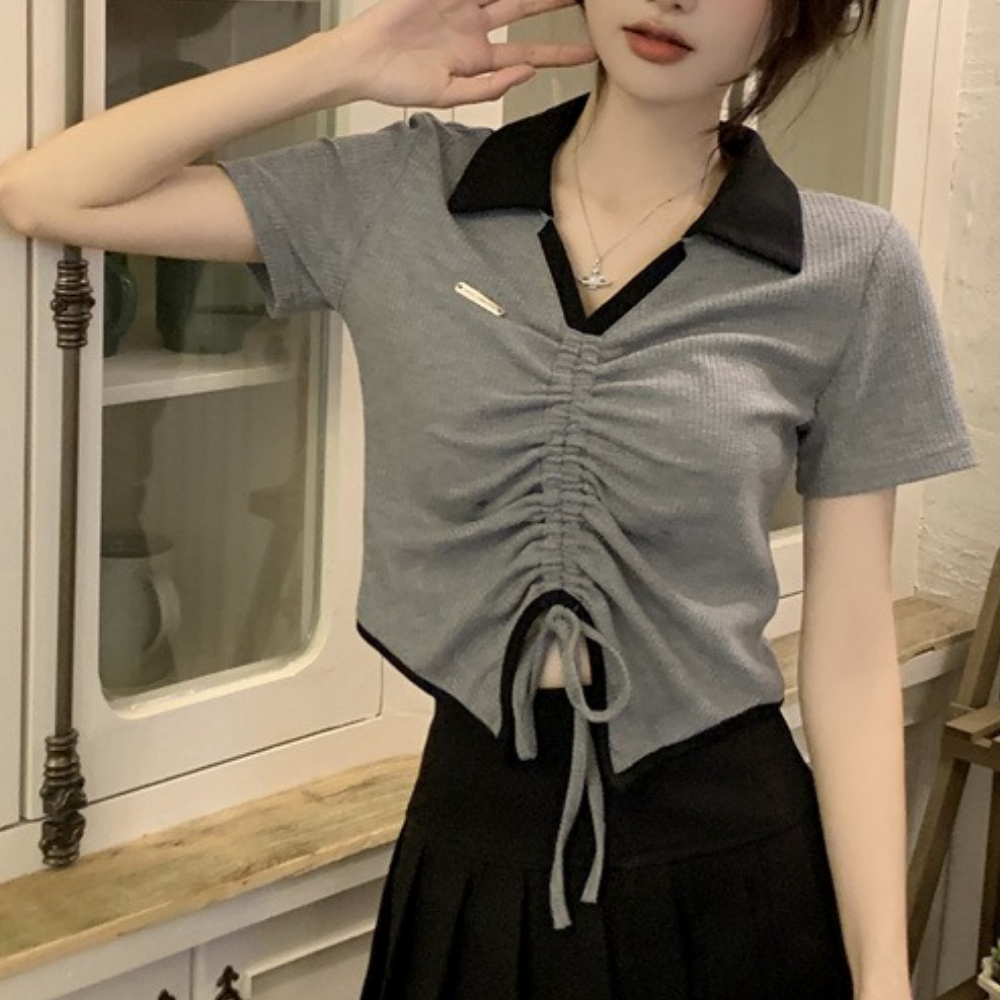 Women's Irregular Drawstring T-shirt