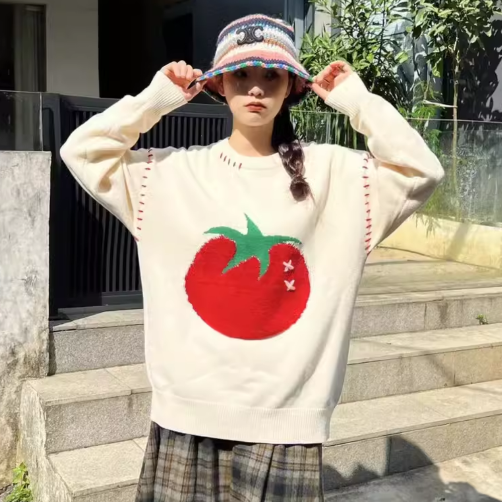 Tomato Embroidered Sweater