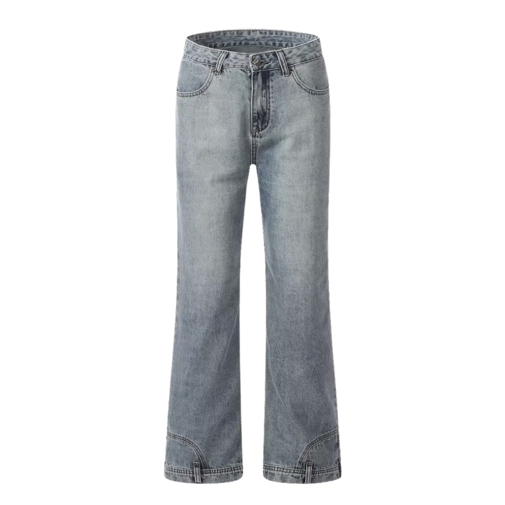 Vintage Washed Reverse-Wear Jeans