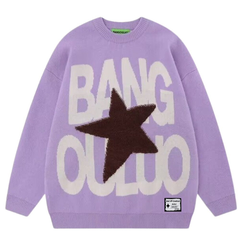 OOC' Star Embroidered Letter Loose Sweater